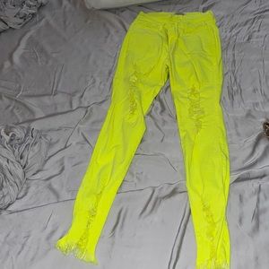 Highlighter green destroyed pant